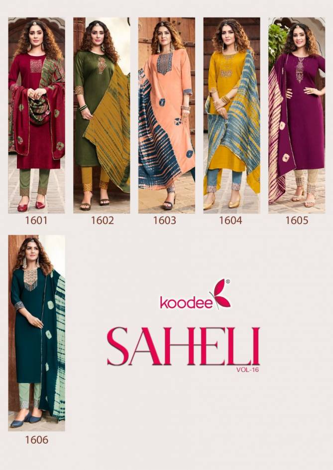 Koodee Saheli 16 Chinon  Ready Made Wholesale Suit Collection